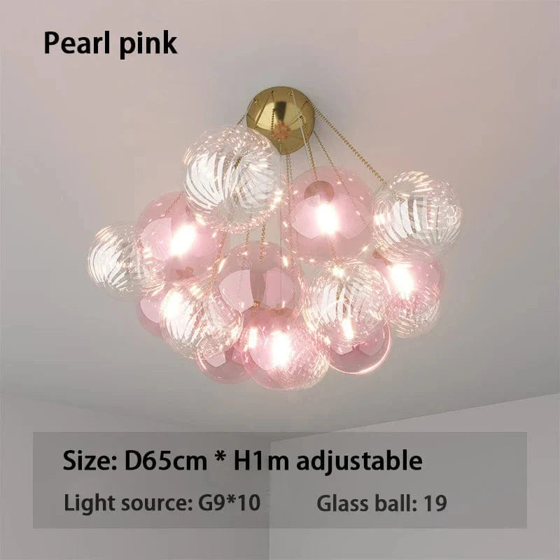 Lustre nordique - Décoration de la Maison  | Marco Lucetti 19 pelotes rose nacré / Lumière froide