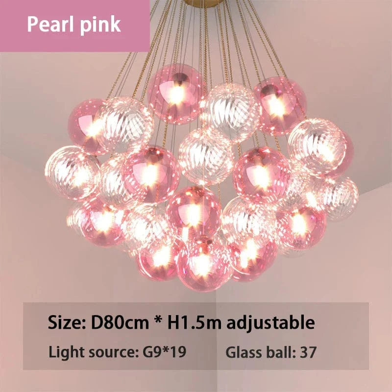 Lustre nordique - Décoration de la Maison  | Marco Lucetti 37 balls Pearl pink / cold light