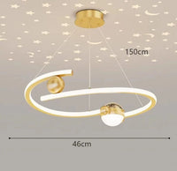 Lustre Nordique - Décoration Maison Salle à Manger - Éclairage Intérieur | Marco Lucetti 1 bague Or / Gradation à distance RC