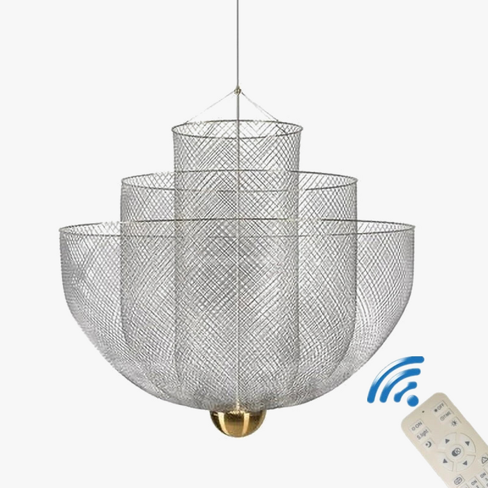 Lustre Nordique Dimmable en Grille Métallique LED Géométrique, Design Moderne