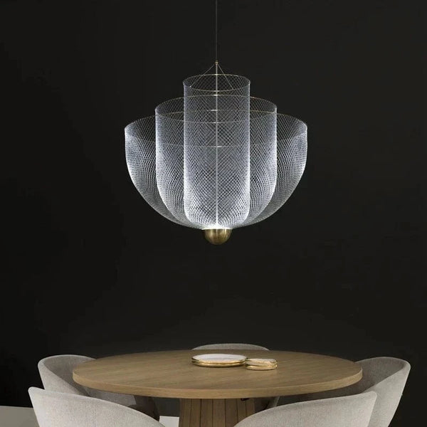 Lustre Nordique Dimmable en Grille Métallique LED Géométrique, Design Moderne | Marco Lucetti