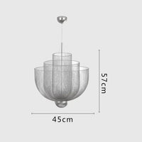 Lustre Nordique Dimmable en Grille Métallique LED Géométrique, Design Moderne | Marco Lucetti D45CM Tout Argent / Lumière neutre 4200k