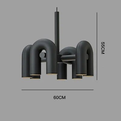 Lustre nordique élégant pour salon. | Marco Lucetti 4 têtes noires