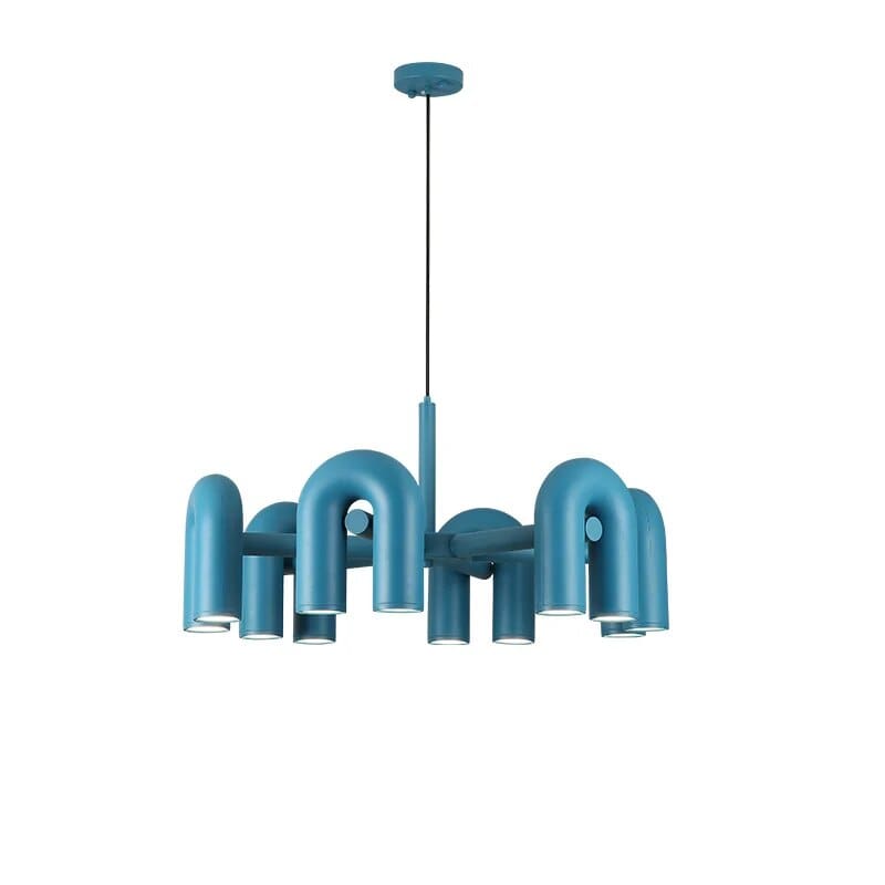 Lustre nordique élégant pour salon. | Marco Lucetti 6 têtes bleues