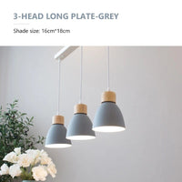 Lustre Nordique en Bois à 3 Têtes | Marco Lucetti Gris 3 Têtes Rect
