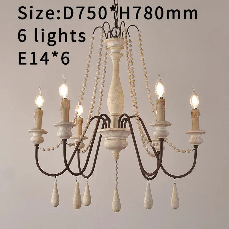 Lustre nordique en bois blanc rétro suspendu pour cuisine/chambre à coucher/salon 3/6/8/12 lumières | Marco Lucetti D75 H78cm E14X6