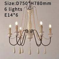 Lustre nordique en bois blanc rétro suspendu pour cuisine/chambre à coucher/salon 3/6/8/12 lumières | Marco Lucetti D75 H78cm E14X6