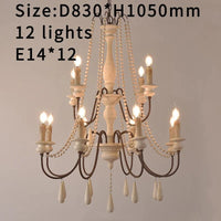 Lustre nordique en bois blanc rétro suspendu pour cuisine/chambre à coucher/salon 3/6/8/12 lumières | Marco Lucetti D83 H105cm E14X12