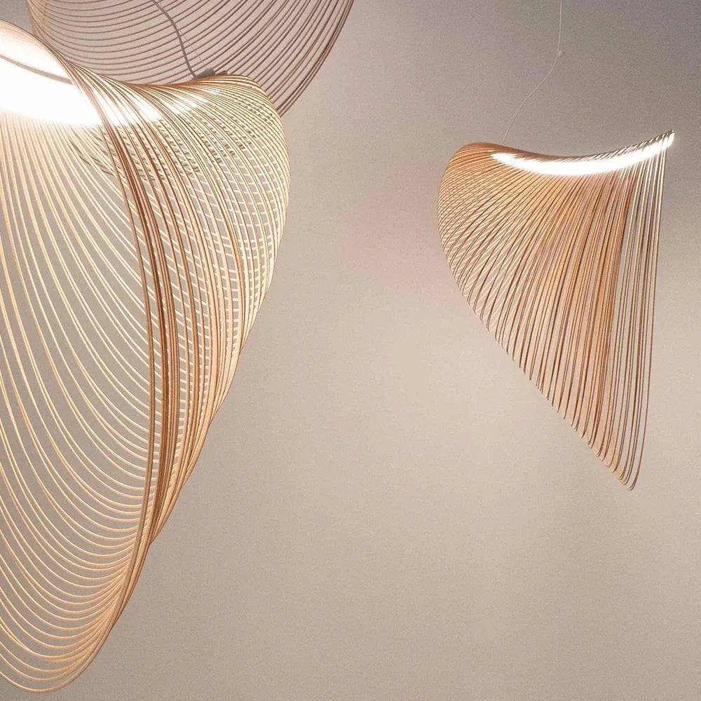 Lustre Nordique en Bois et Acrylique avec Nid d’Oiseau et LED pour la Cuisine et la Salle à Manger | Marco Lucetti