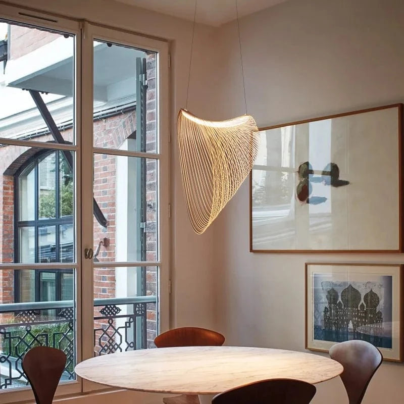 Lustre Nordique en Bois et Acrylique avec Nid d’Oiseau et LED pour la Cuisine et la Salle à Manger | Marco Lucetti
