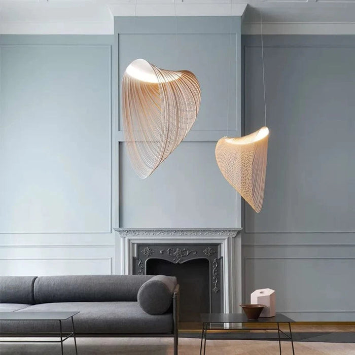 Lustre Nordique en Bois et Acrylique avec Nid d’Oiseau et LED pour la Cuisine et la Salle à Manger | Marco Lucetti