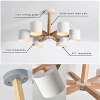 Lustre Nordique en Bois Massif pour Salle à Manger, Salon et Chambre - Éclairage LED  | Marco Lucetti