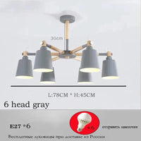 Lustre Nordique en Bois Massif pour Salle à Manger, Salon et Chambre - Éclairage LED  | Marco Lucetti grey 6 light / China