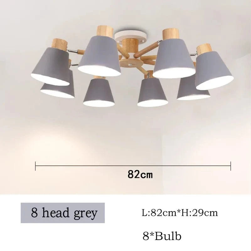 Lustre Nordique en Bois Massif pour Salle à Manger, Salon et Chambre - Éclairage LED  | Marco Lucetti grey 8 light / China