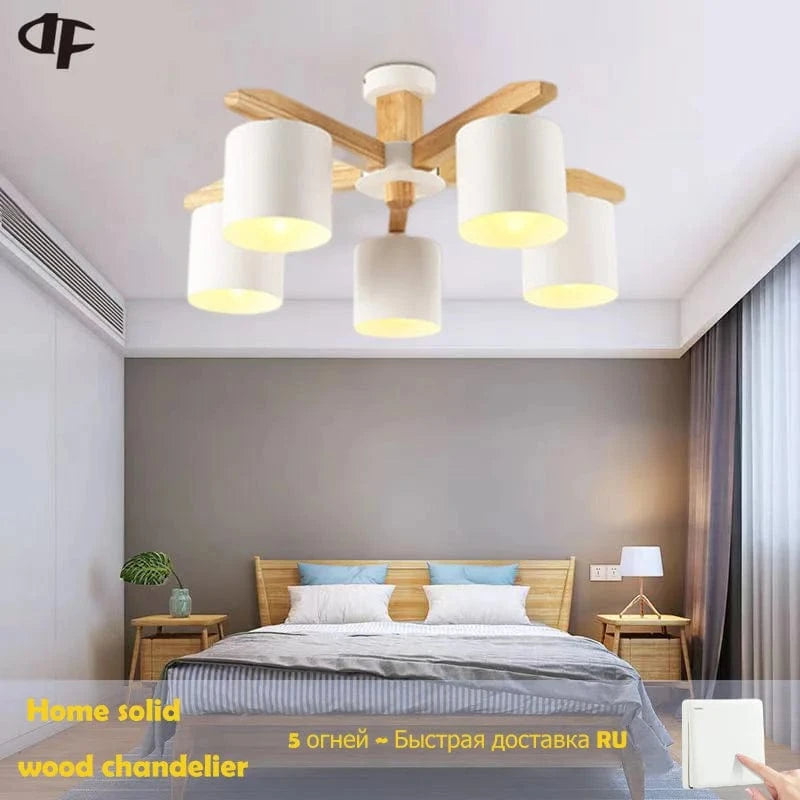 Lustre Nordique en Bois Massif pour Salle à Manger, Salon et Chambre - Éclairage LED  | Marco Lucetti White  6 light 1 / China