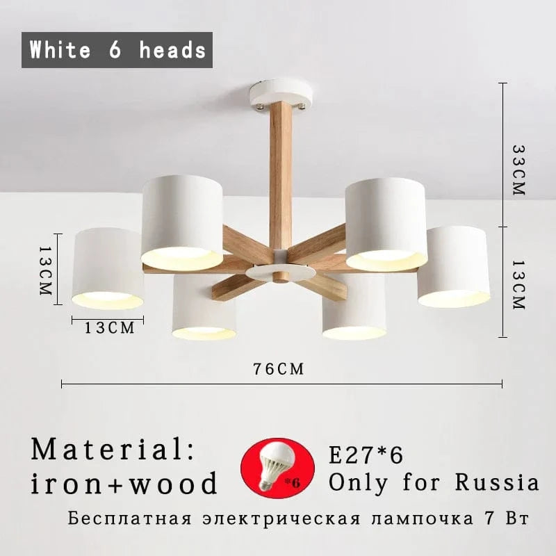 Lustre Nordique en Bois Massif pour Salle à Manger, Salon et Chambre - Éclairage LED  | Marco Lucetti White  6 light 3 / China
