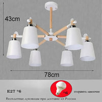 Lustre Nordique en Bois Massif pour Salle à Manger, Salon et Chambre - Éclairage LED  | Marco Lucetti White  6 light / China