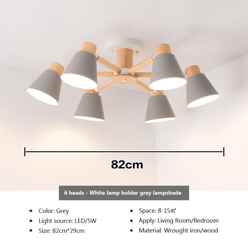 Lustre nordique en bois massif pour salon, chambre ou hôtel - Éclairage moderne  | Marco Lucetti