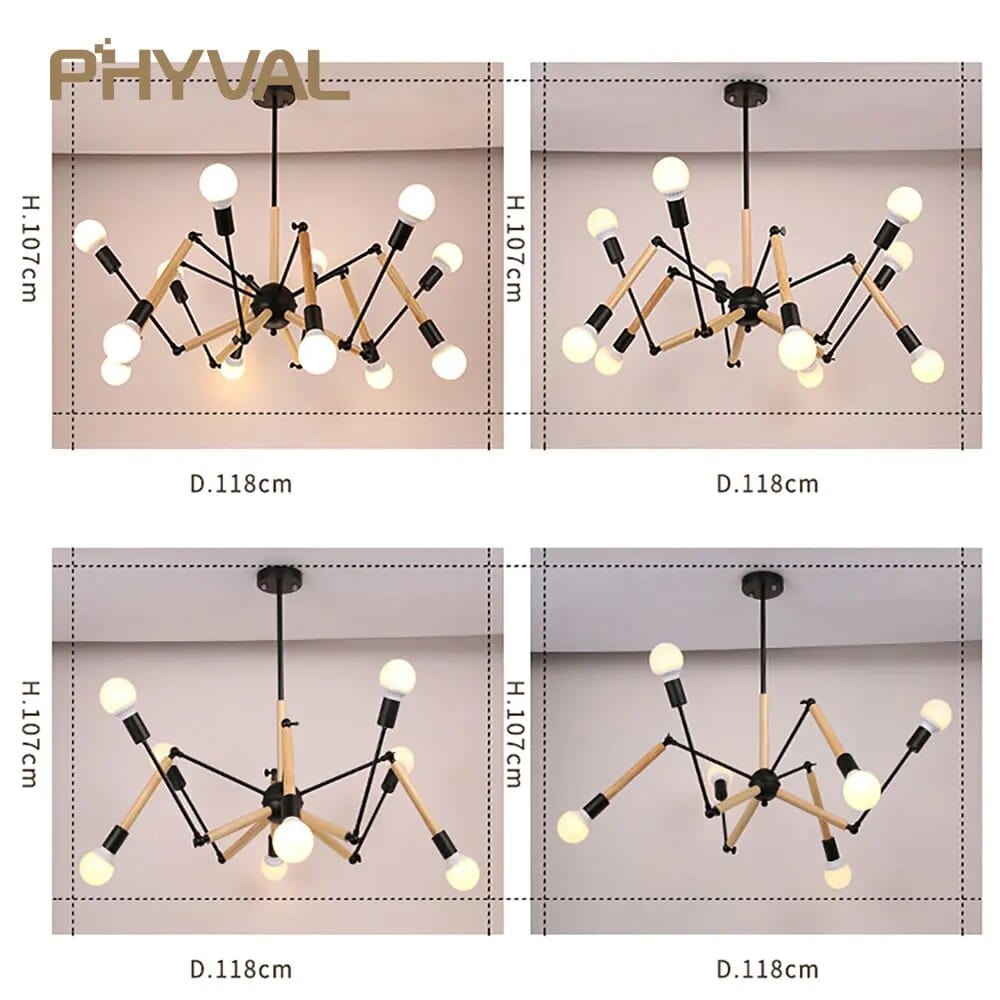 Lustre Nordique en Bois pour Salon Maison en Noir et Blanc | Marco Lucetti