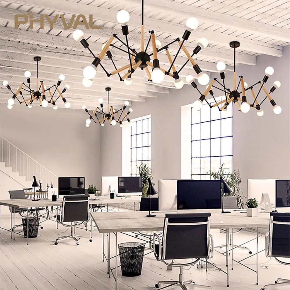 Lustre Nordique en Bois pour Salon Maison en Noir et Blanc | Marco Lucetti