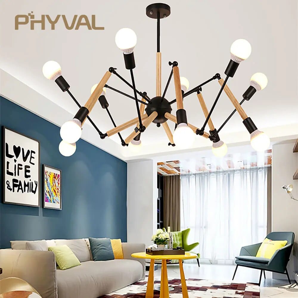 Lustre Nordique en Bois pour Salon Maison en Noir et Blanc | Marco Lucetti