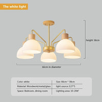 Lustre nordique en bois - Style japonais | Marco Lucetti 5 têtes