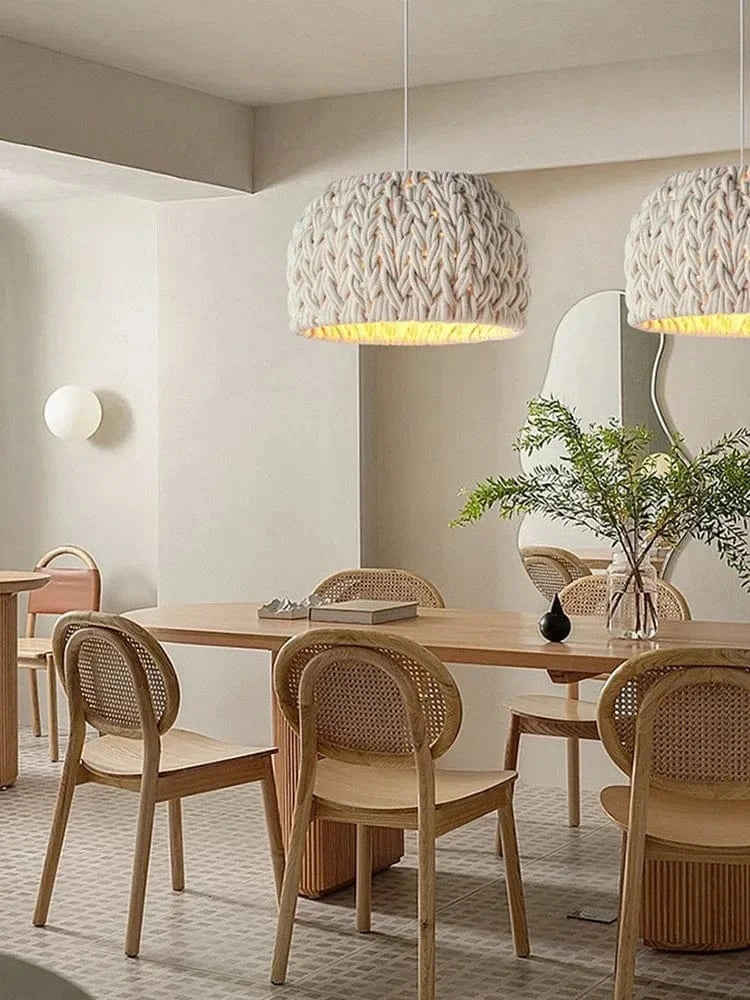 Lustre nordique en corde tricotée Wabi Sabi E27 LED Suspension Luminaire | Marco Lucetti