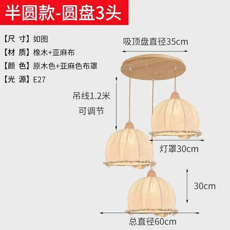 Lustre nordique en coton et lin scandinave | Marco Lucetti 3 tours