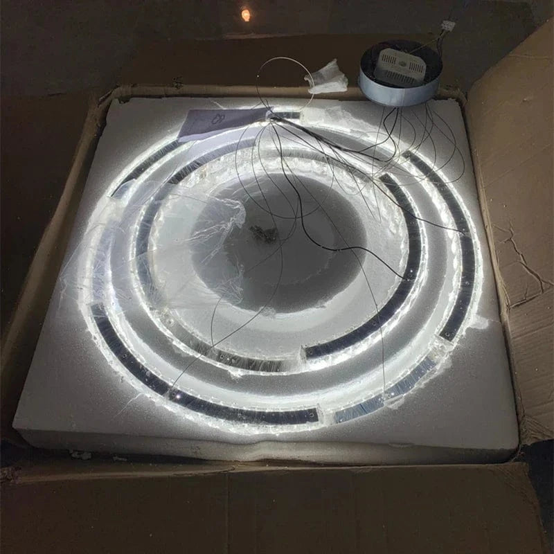 Lustre Nordique en Cristal et Acier Inoxydable avec Miroir LED Intérieur | Marco Lucetti