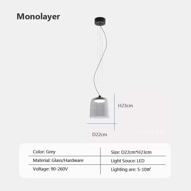 Lustre nordique en fil de verre pour une décoration moderne | Marco Lucetti Gris D22 / Lumière tricolore