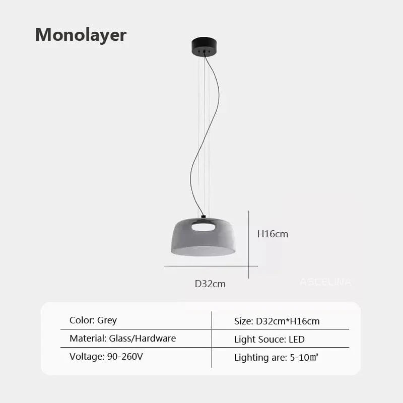 Lustre nordique en fil de verre pour une décoration moderne | Marco Lucetti GrisD32 / Lumière tricolore