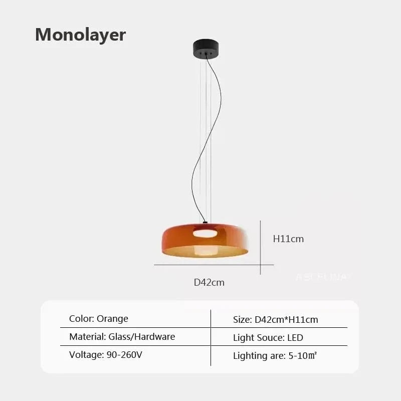 Lustre nordique en fil de verre pour une décoration moderne | Marco Lucetti OrangeD42 / Lumière tricolore