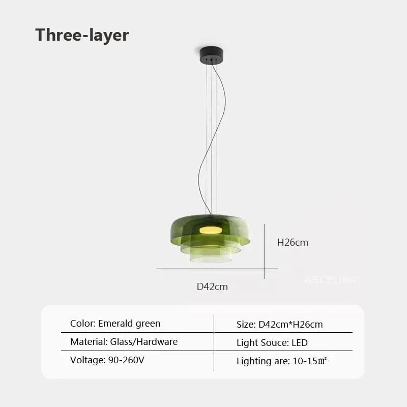 Lustre nordique en fil de verre pour une décoration moderne | Marco Lucetti VertAAD42 / Lumière tricolore