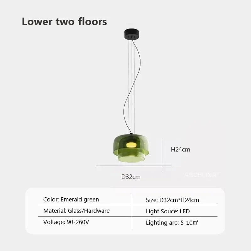 Lustre nordique en fil de verre pour une décoration moderne | Marco Lucetti VertAD32 / Lumière tricolore