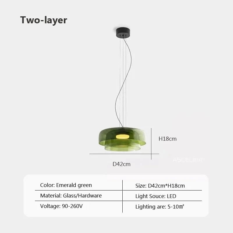 Lustre nordique en fil de verre pour une décoration moderne | Marco Lucetti VertAD42 / Lumière tricolore