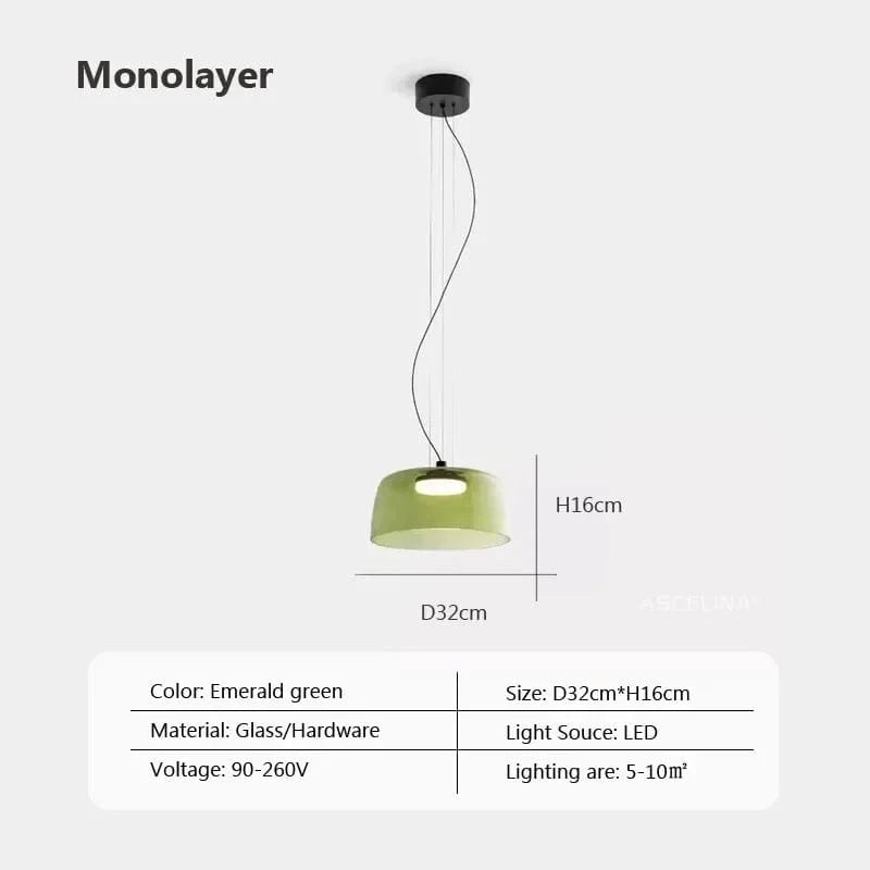 Lustre nordique en fil de verre pour une décoration moderne | Marco Lucetti VertD32 / Lumière tricolore