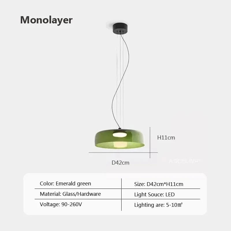 Lustre nordique en fil de verre pour une décoration moderne | Marco Lucetti VertD42 / Lumière tricolore