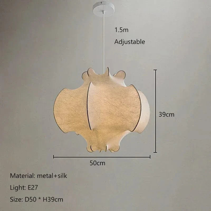 Lustre Nordique en Soie Japonaise Wabi Sabi avec Éclairage LED | Marco Lucetti D50 / Lumière blanche