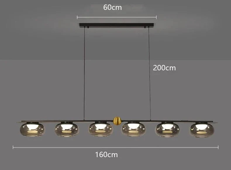 Lustre nordique en suspension : éclairage intérieur salon | Marco Lucetti 6 têtes / APP avec RC à intensité variable