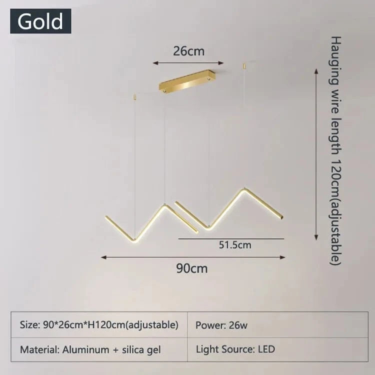 Lustre nordique en suspension LED pour une décoration intérieure élégante | Marco Lucetti Or / 36W / Dimmable avec télécommande | CHINE