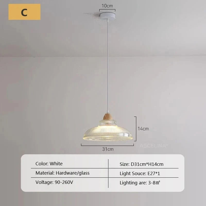 Lustre nordique en verre avec LED pour chambre, salon et cuisine | Marco Lucetti C3 / Sans ampoule