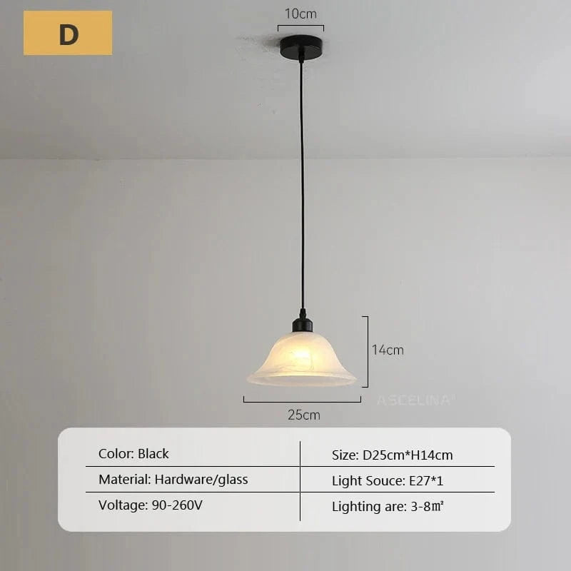 Lustre nordique en verre avec LED pour chambre, salon et cuisine | Marco Lucetti D1 / Sans ampoule