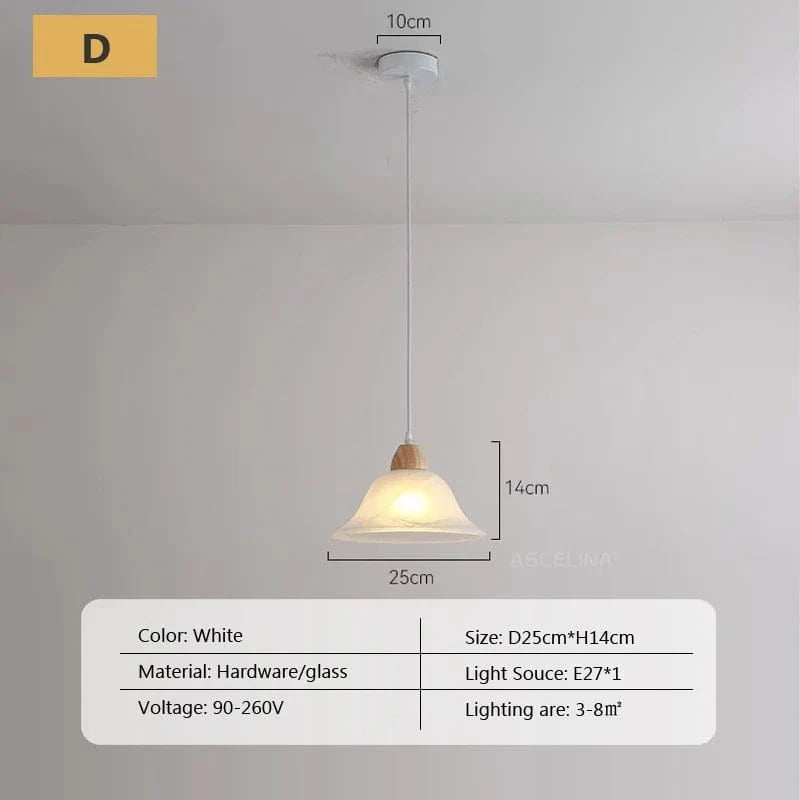 Lustre nordique en verre avec LED pour chambre, salon et cuisine | Marco Lucetti D2 / Sans ampoule
