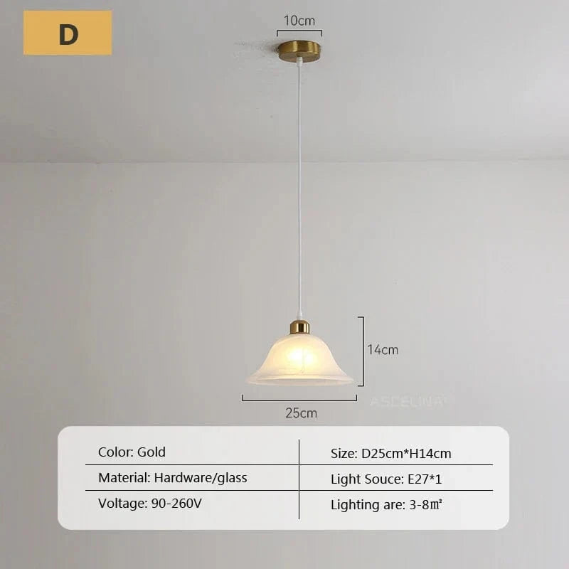 Lustre nordique en verre avec LED pour chambre, salon et cuisine | Marco Lucetti D3 / Sans ampoule