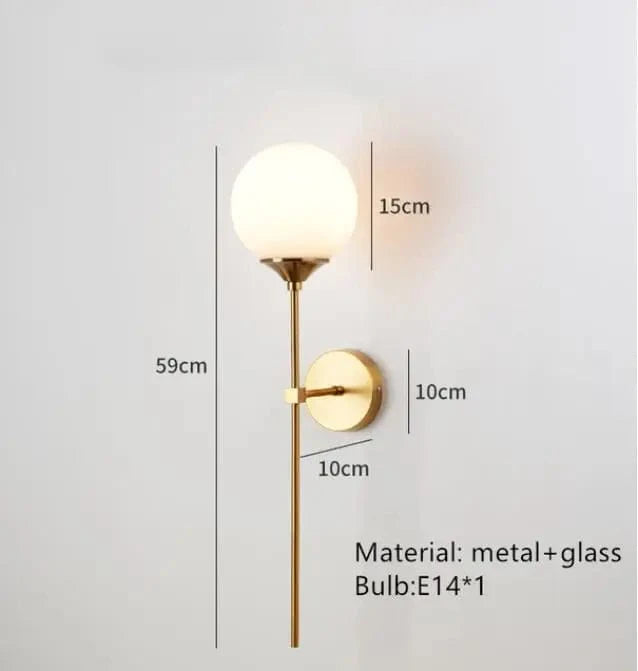 Lustre nordique en verre blanc de qualité supérieure | Marco Lucetti 1 boule-Or / Blanc froid