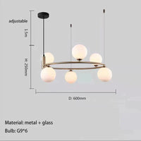 Lustre nordique en verre blanc de qualité supérieure | Marco Lucetti 6 lumières-or / Blanc froid