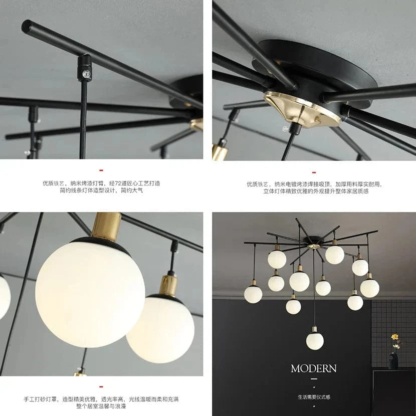 Lustre Nordique en Verre Dépoli SANDYHA Soffitto - Suspension de Style Moderne pour Salon Moléculaire | Marco Lucetti