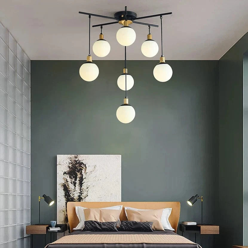 Lustre Nordique en Verre Dépoli SANDYHA Soffitto - Suspension de Style Moderne pour Salon Moléculaire | Marco Lucetti
