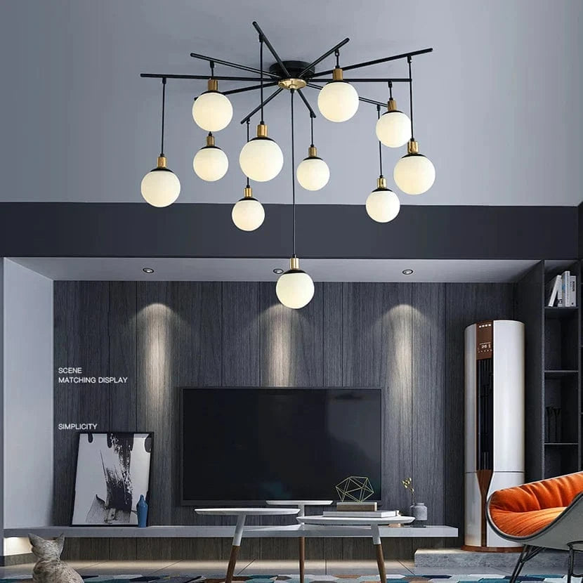 Lustre Nordique en Verre Dépoli SANDYHA Soffitto - Suspension de Style Moderne pour Salon Moléculaire | Marco Lucetti