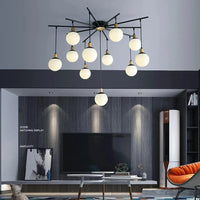 Lustre Nordique en Verre Dépoli SANDYHA Soffitto - Suspension de Style Moderne pour Salon Moléculaire | Marco Lucetti